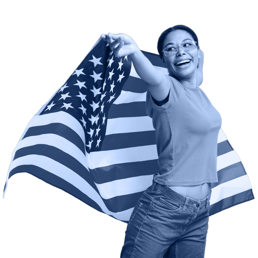 Woman holding flag